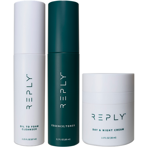 A picture of a container of REPLY Skincare Trio
