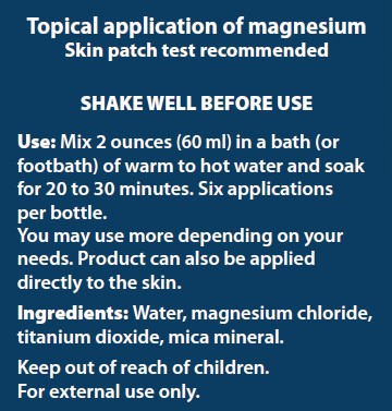 Ingredients: Water, magnesium chloride, titanium dioxide, mica mineral.